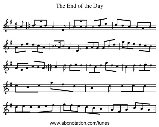 End of the Day, The - staff notation
