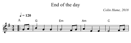 End of the day - staff notation