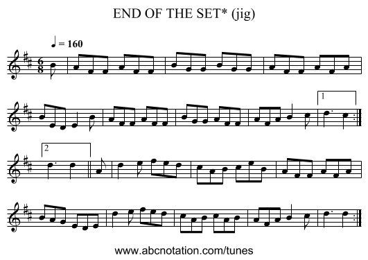 END OF THE SET* (jig) - staff notation