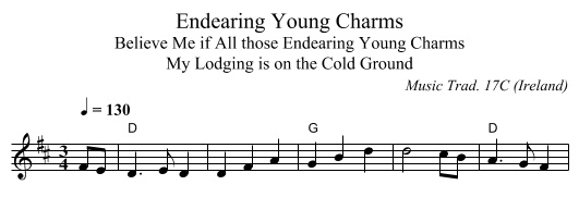 Endearing Young Charms - staff notation