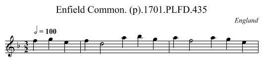 Enfield Common. (p).1701.PLFD.435 - staff notation