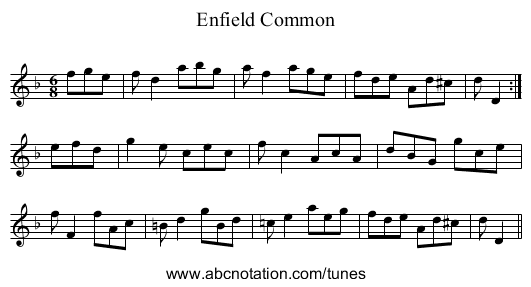Enfield Common - staff notation