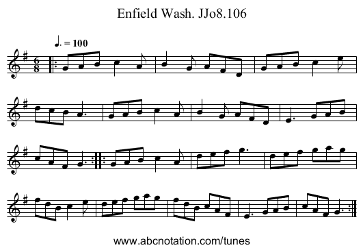 Enfield Wash. JJo8.106 - staff notation