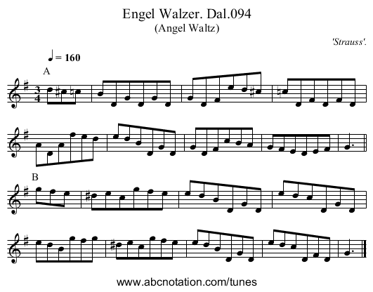 Engel Walzer. Dal.094 - staff notation