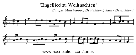 Engellied zu Weihnachten - staff notation