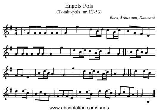 Engels Pols - staff notation