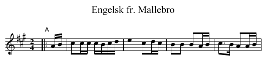 Engelsk fr. Mallebro - staff notation