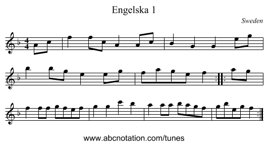 Engelska 1 - staff notation