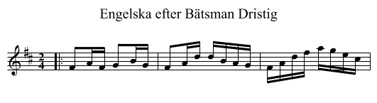 Engelska efter B&auml;tsman Dristig - staff notation