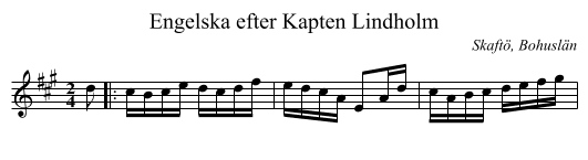 Engelska efter Kapten Lindholm - staff notation