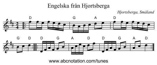 Engelska från Hjortsberga - staff notation
