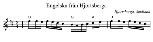Engelska från Hjortsberga - staff notation