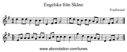 Engelska från Skåne - staff notation