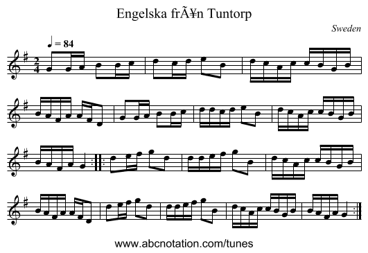 Engelska frÃ¥n Tuntorp - staff notation