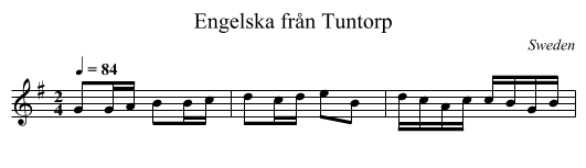 Engelska från Tuntorp - staff notation