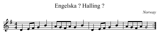 Engelska ? Halling ? - staff notation