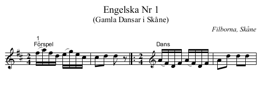 Engelska Nr 1 - staff notation