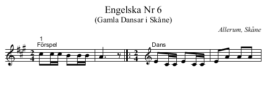 Engelska Nr 6 - staff notation