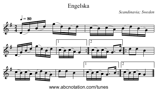 Engelska - staff notation