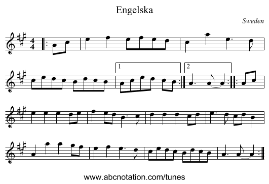 Engelska - staff notation