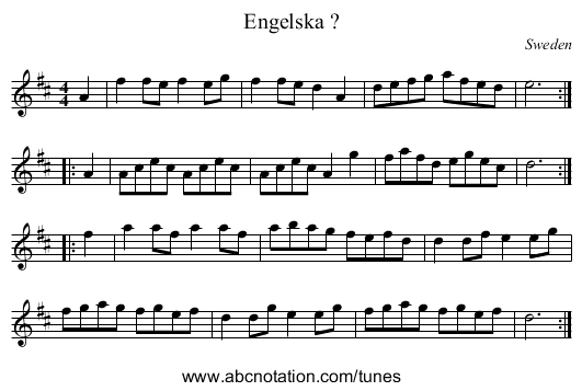 Engelska ? - staff notation