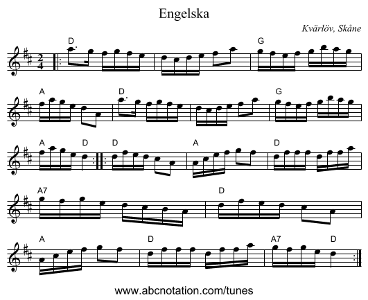 Engelska - staff notation