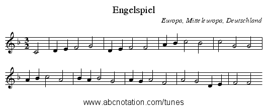 Engelspiel - staff notation