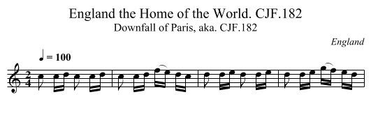 England the Home of the World. CJF.182 - staff notation