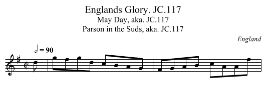 Englands Glory. JC.117 - staff notation