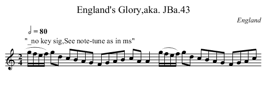 England's Glory,aka. JBa.43 - staff notation