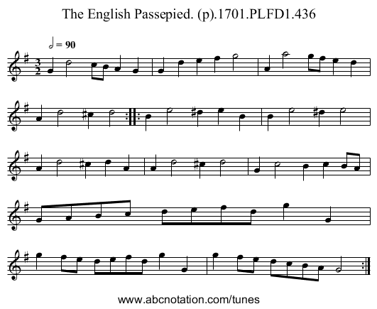 English Passepied. (p).1701.PLFD1.436, The - staff notation