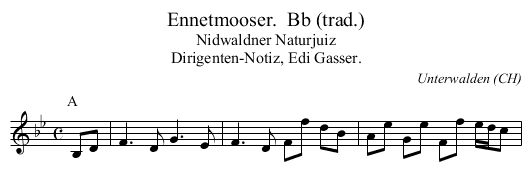 Ennetmooser.  Bb (trad.) - staff notation