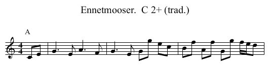 Ennetmooser.  C 2+ (trad.) - staff notation