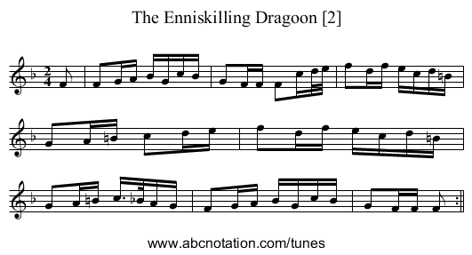 Enniskilling Dragoon [2], The - staff notation