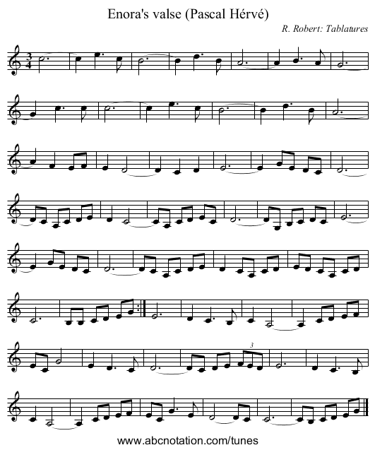 Enora's valse (Pascal Hérvé) - staff notation