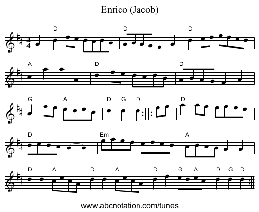 Enrico (Jacob) - staff notation