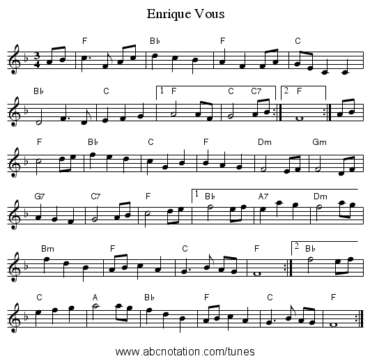 Enrique Vous - staff notation