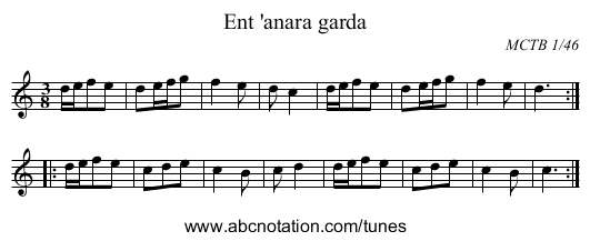Ent 'anara garda - staff notation