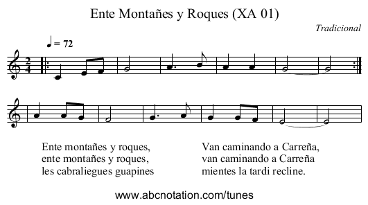 Ente Montañes y Roques (XA 01) - staff notation