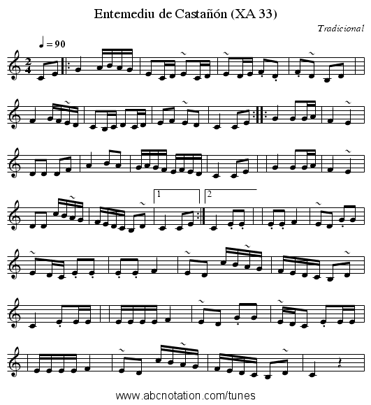 Entemediu de Castañón (XA 33) - staff notation