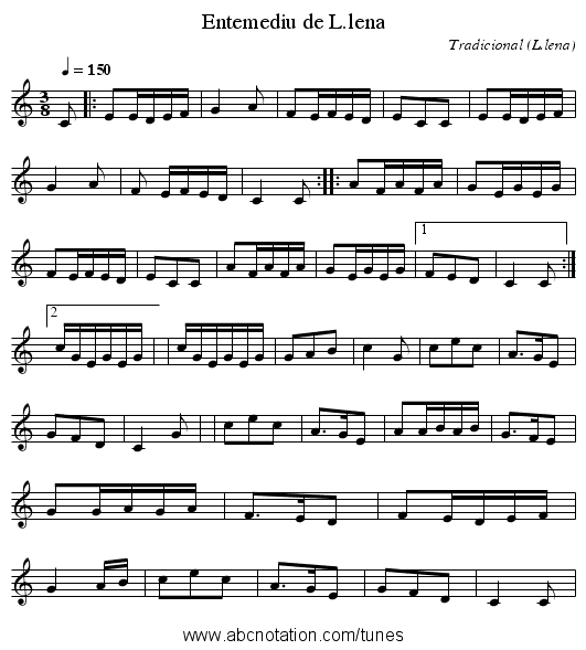 Entemediu de L.lena - staff notation