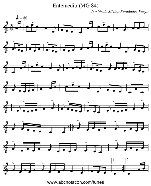 Entemediu (MG 84) - staff notation