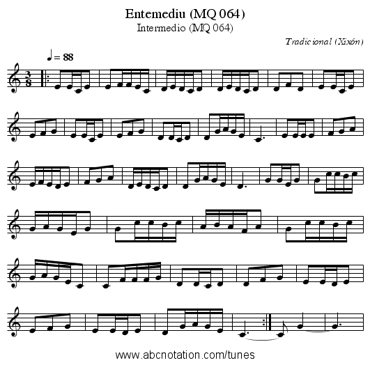 Entemediu (MQ 064) - staff notation