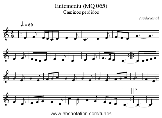 Entemediu (MQ 065) - staff notation