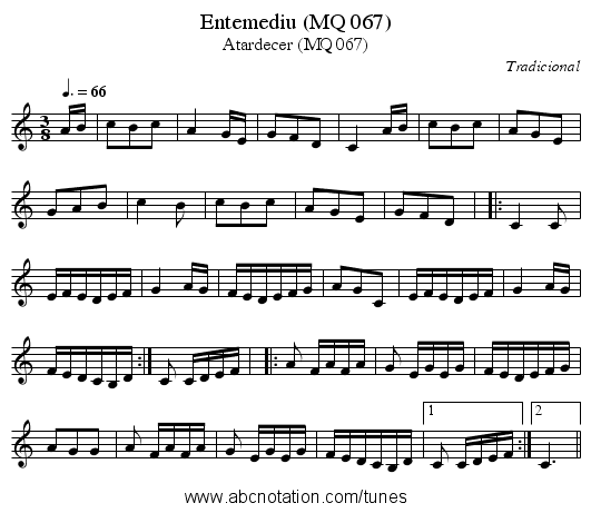 Entemediu (MQ 067) - staff notation