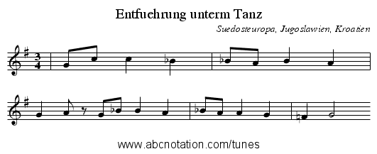 Entfuehrung unterm Tanz - staff notation