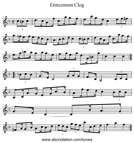 Enticement Clog - staff notation