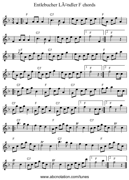 Entlebucher LÃ¤ndler F chords - staff notation