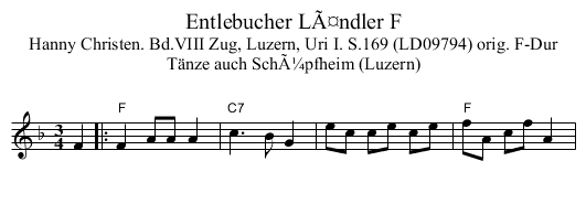 Entlebucher LÃ¤ndler F - staff notation