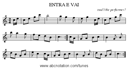 ENTRA E VAI - staff notation
